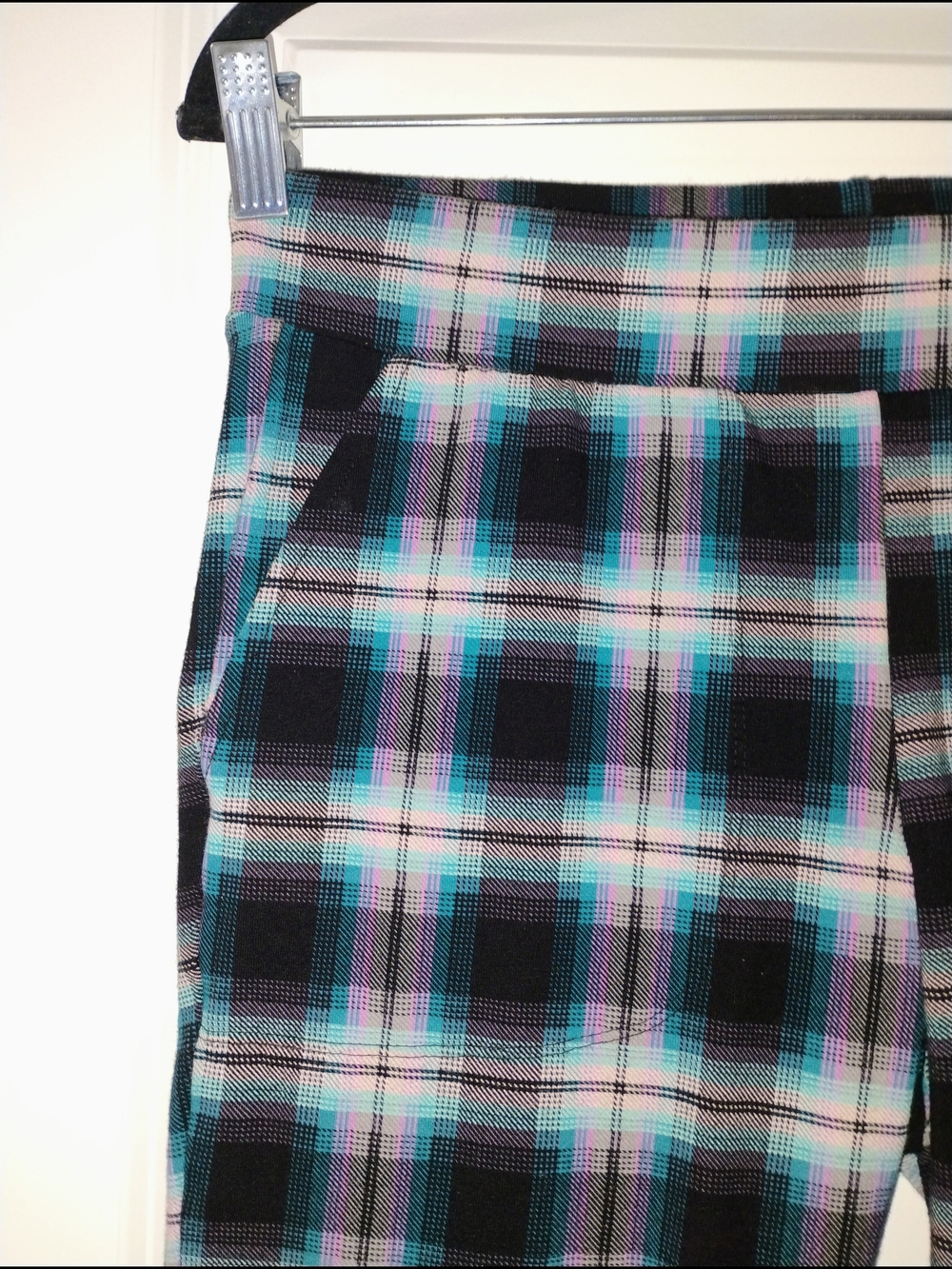 Plaid Skinny Pants Blue Black Tartan Preppy Dark Academia Retro 90s Size 1X - Picture 5 of 6